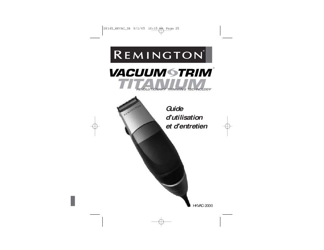 Guide utilisation  REMINGTON HKVAC-2000  de la marque REMINGTON
