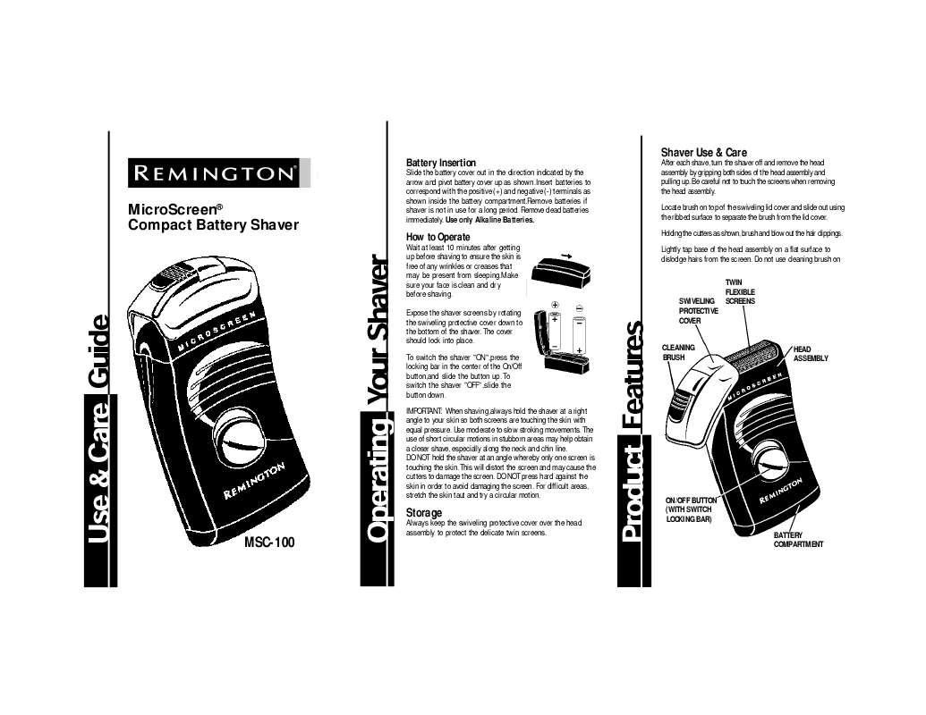 Guide utilisation  REMINGTON MSC-100  de la marque REMINGTON