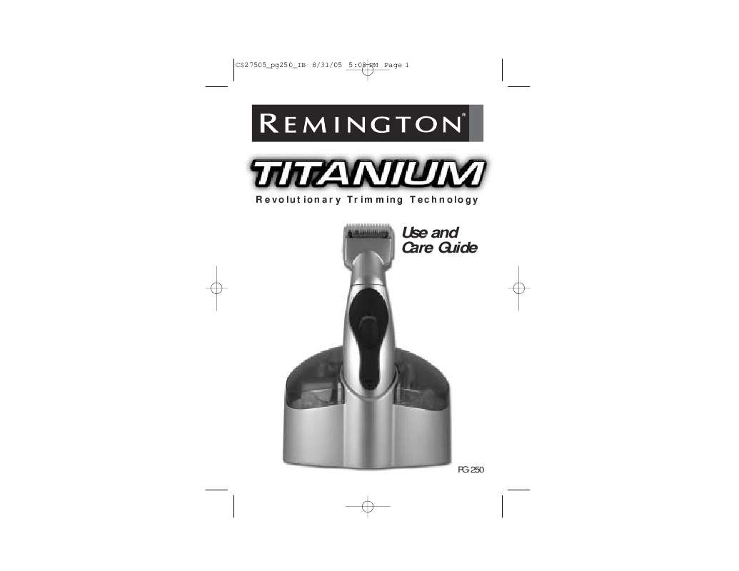 Guide utilisation  REMINGTON PG-250  de la marque REMINGTON
