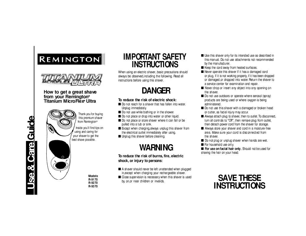 Guide utilisation  REMINGTON R-9270  de la marque REMINGTON