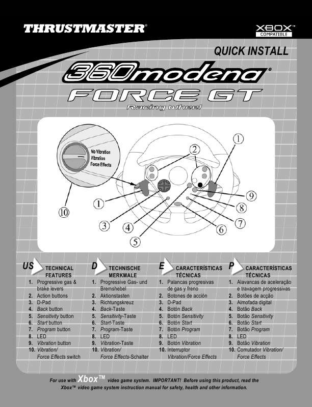 Guide utilisation THRUSTMASTER 360 MODENA FORCE GT  de la marque THRUSTMASTER