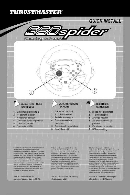 Guide utilisation THRUSTMASTER 360 SPIDER  de la marque THRUSTMASTER