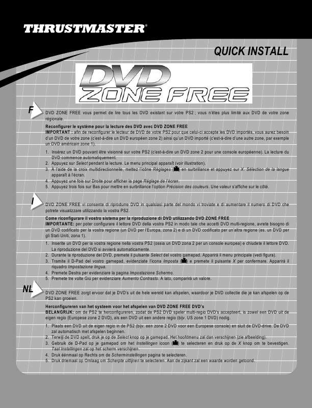 Guide utilisation THRUSTMASTER DVD PACK  de la marque THRUSTMASTER
