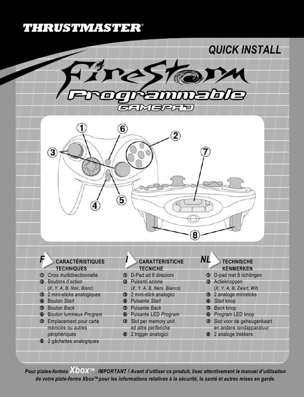 Guide utilisation THRUSTMASTER FIRESTORM PROGRAMMABLE  de la marque THRUSTMASTER