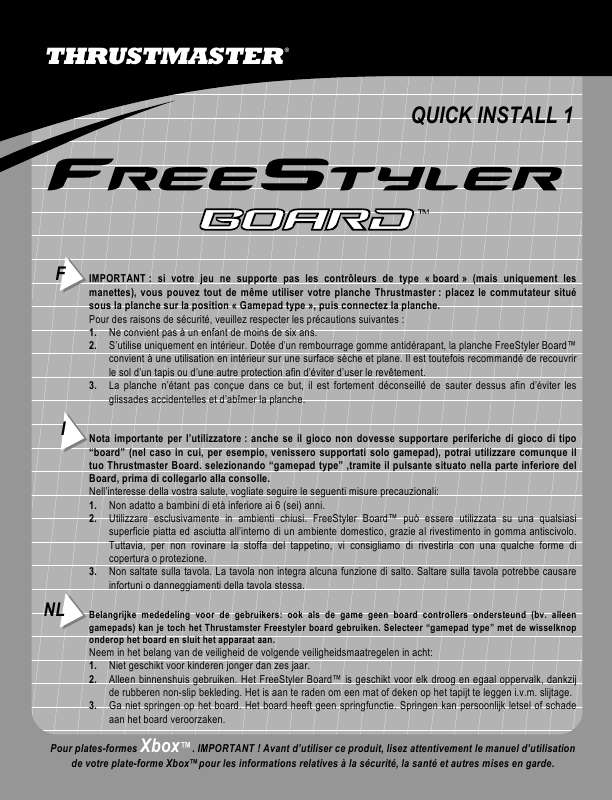 Guide utilisation THRUSTMASTER FREESTYLER BOARD  de la marque THRUSTMASTER