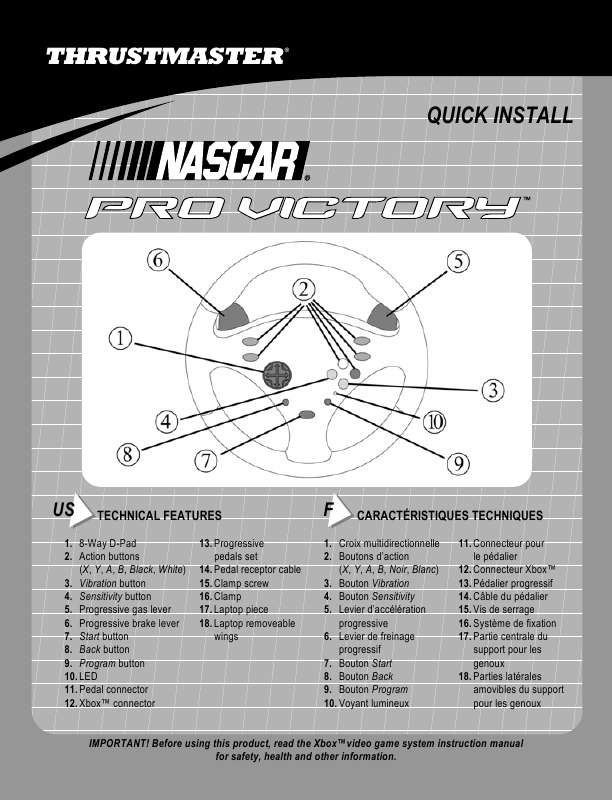 Guide utilisation THRUSTMASTER NASCAR PRO VICTORY  de la marque THRUSTMASTER