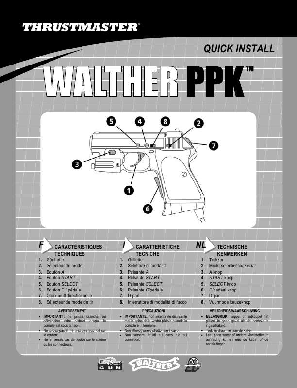 Guide utilisation THRUSTMASTER PS2 WALTHER PPK GC 2  de la marque THRUSTMASTER