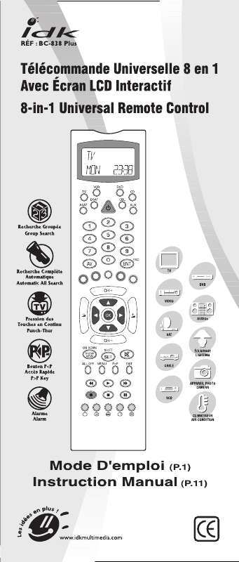 Guide utilisation IDK MULTIMEDIA BC-838 PLUS de la marque IDK MULTIMEDIA