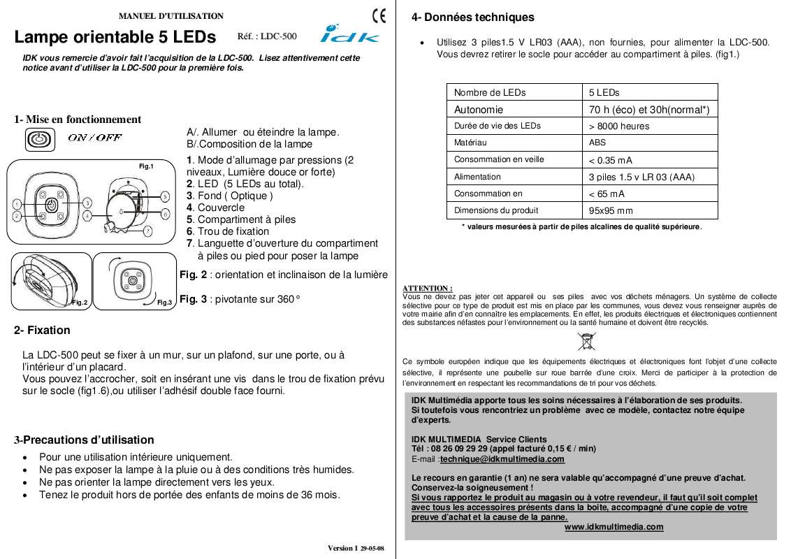 Guide utilisation IDK MULTIMEDIA LDC-500 de la marque IDK MULTIMEDIA