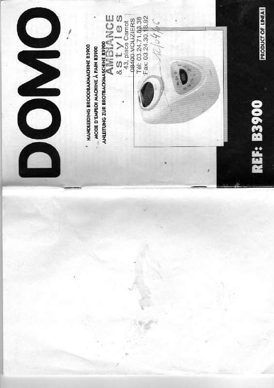 Guide utilisation DOMO B3900 de la marque DOMO