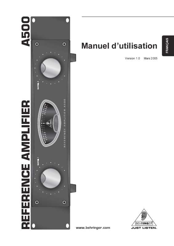 Guide utilisation BEHRINGER A500  de la marque BEHRINGER