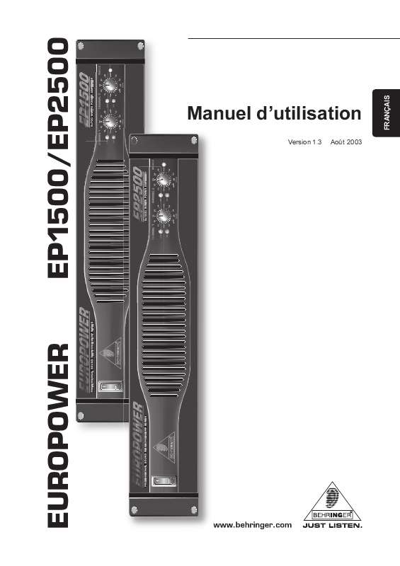 Guide utilisation BEHRINGER EP1500  de la marque BEHRINGER