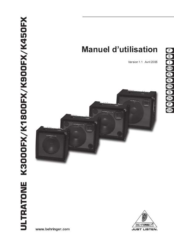 Guide utilisation BEHRINGER K900FX  de la marque BEHRINGER