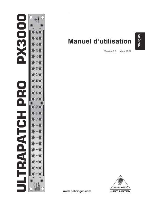 Guide utilisation BEHRINGER PX3000  de la marque BEHRINGER
