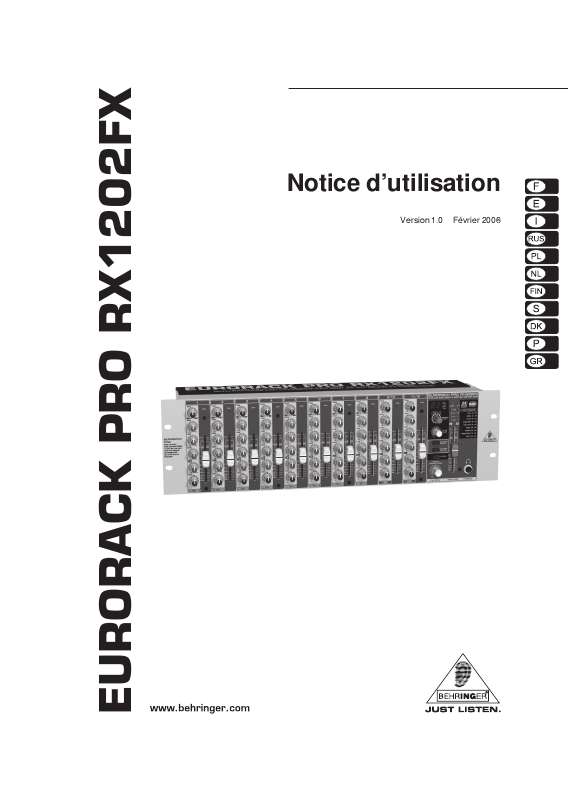 Guide utilisation BEHRINGER RX1202FX  de la marque BEHRINGER
