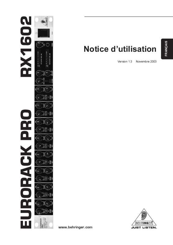 Guide utilisation BEHRINGER RX1602  de la marque BEHRINGER