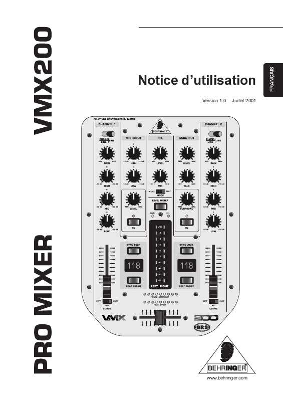 Guide utilisation BEHRINGER VMX200  de la marque BEHRINGER