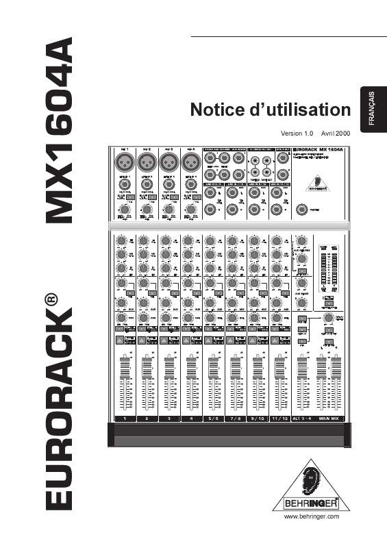 Guide utilisation BEHRINGER MX1604A  de la marque BEHRINGER