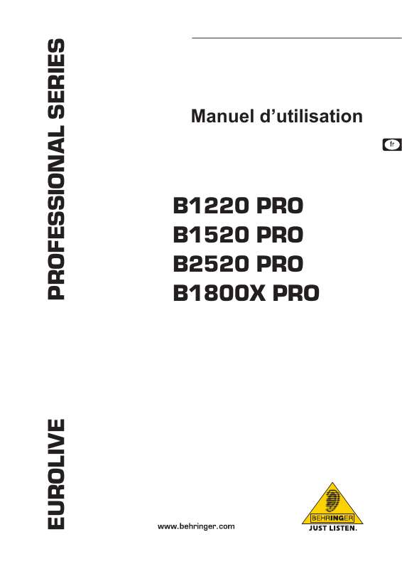 Guide utilisation BEHRINGER B1800X PRO  de la marque BEHRINGER