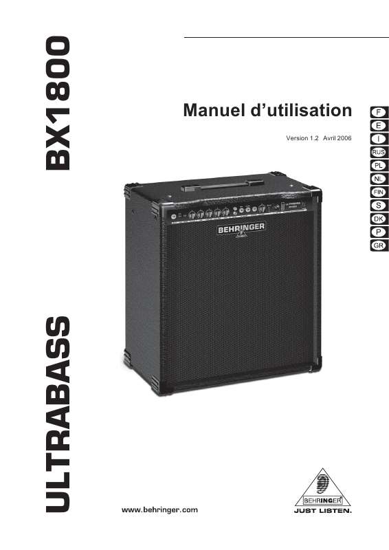 Guide utilisation BEHRINGER BX1800  de la marque BEHRINGER