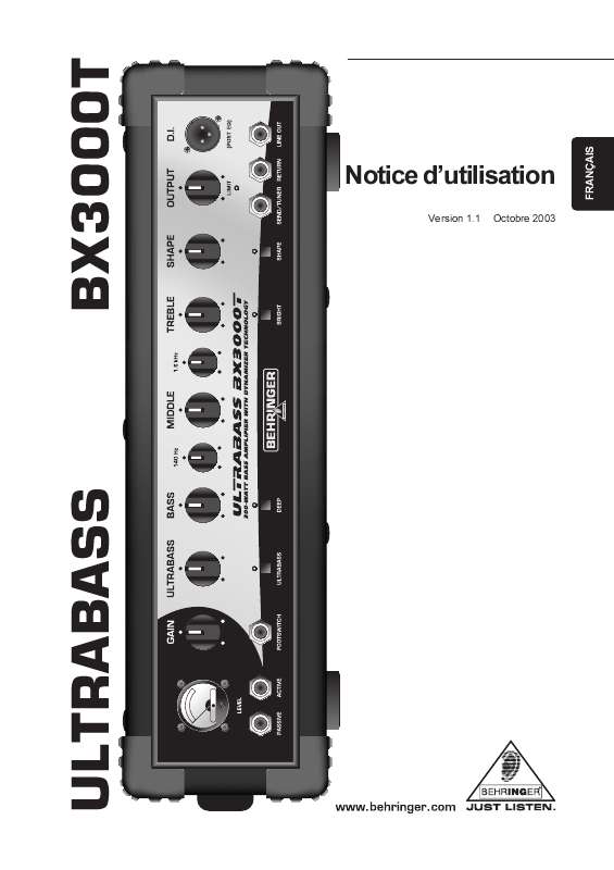 Guide utilisation BEHRINGER BX3000T  de la marque BEHRINGER