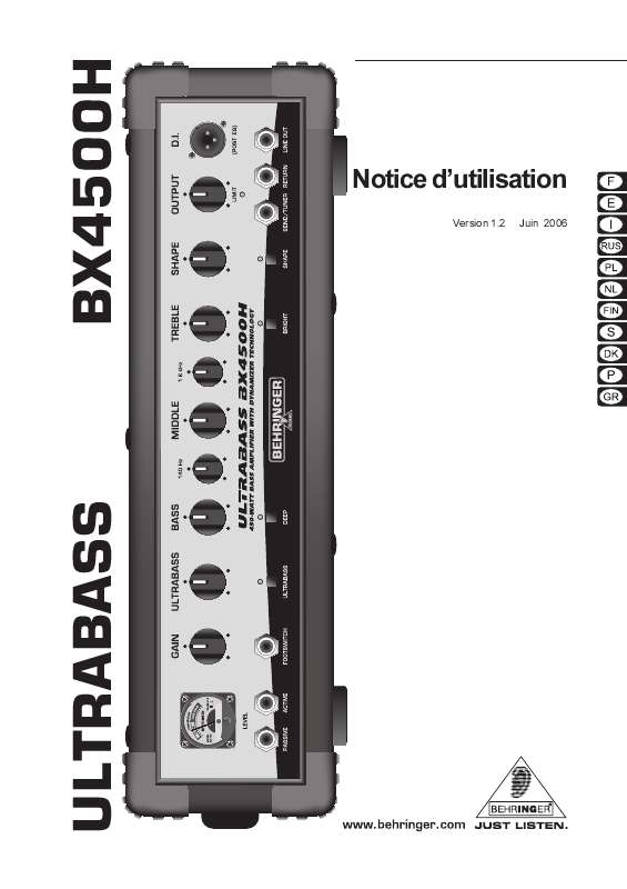 Guide utilisation BEHRINGER BX4500H  de la marque BEHRINGER