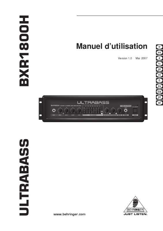 Guide utilisation BEHRINGER BXR1800H  de la marque BEHRINGER