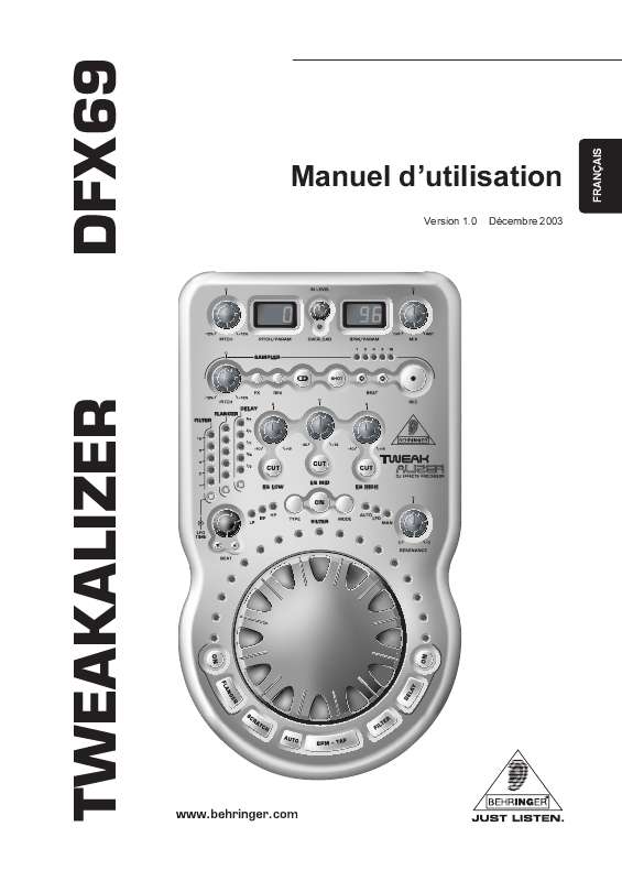 Guide utilisation BEHRINGER DFX69  de la marque BEHRINGER