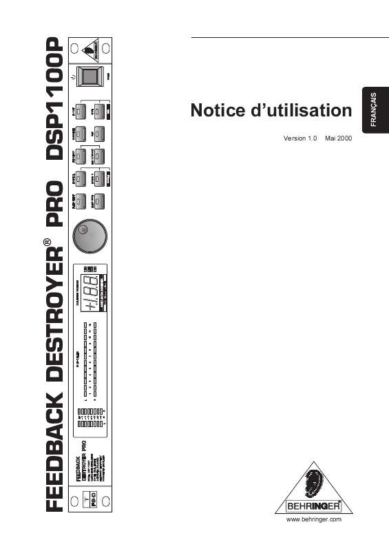 Guide utilisation BEHRINGER DSP1100P  de la marque BEHRINGER