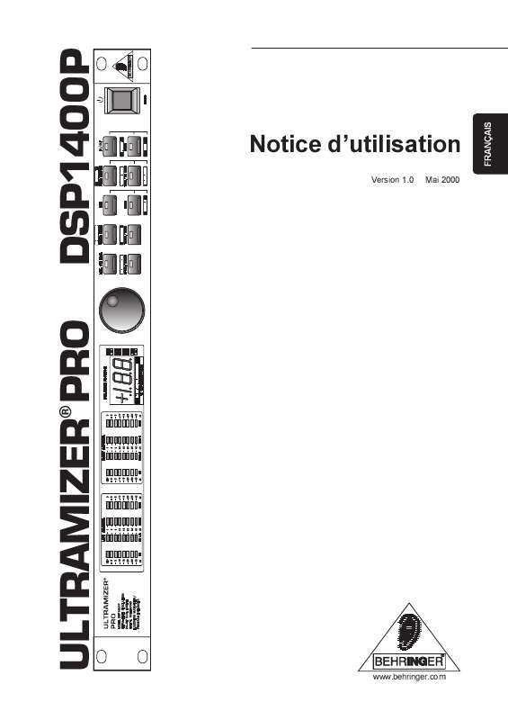 Guide utilisation BEHRINGER DSP1400P  de la marque BEHRINGER