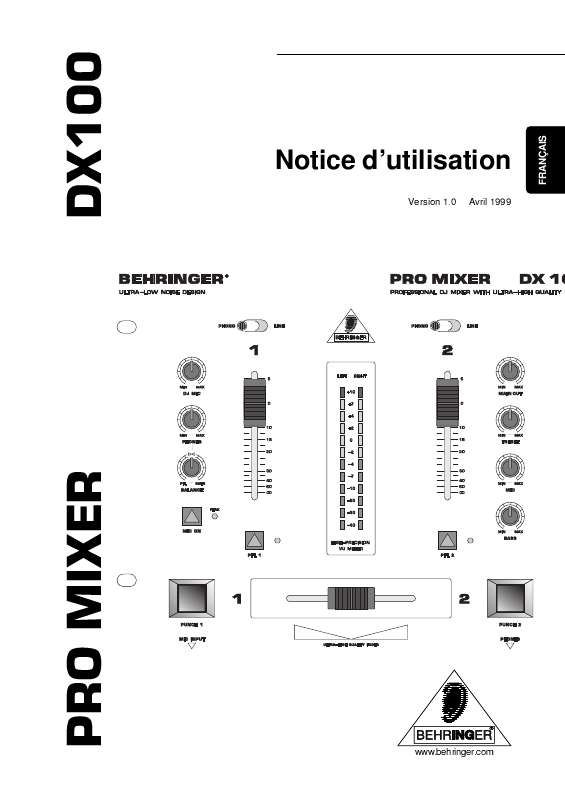 Guide utilisation BEHRINGER DX100  de la marque BEHRINGER