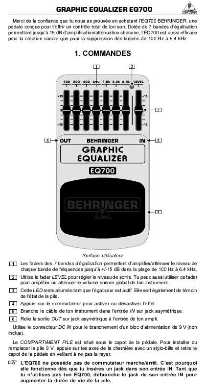 Guide utilisation BEHRINGER EQ700  de la marque BEHRINGER
