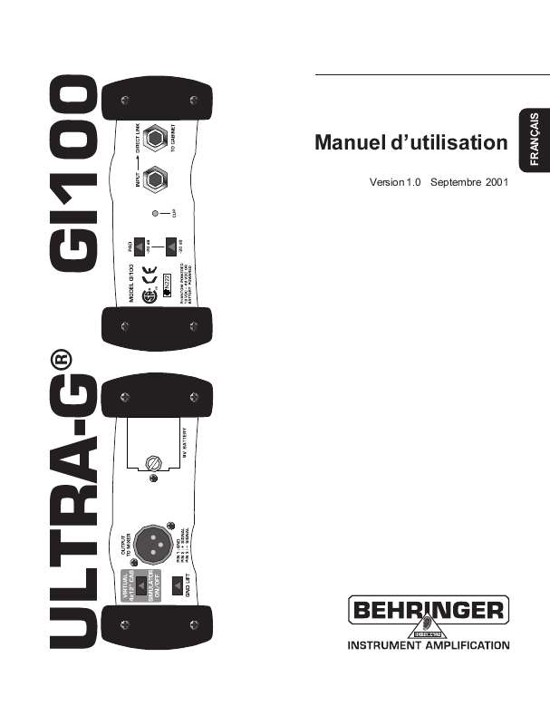 Guide utilisation BEHRINGER GI100  de la marque BEHRINGER