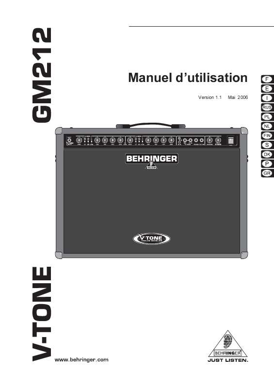 Guide utilisation BEHRINGER GM212  de la marque BEHRINGER