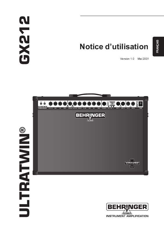Guide utilisation BEHRINGER GX212  de la marque BEHRINGER