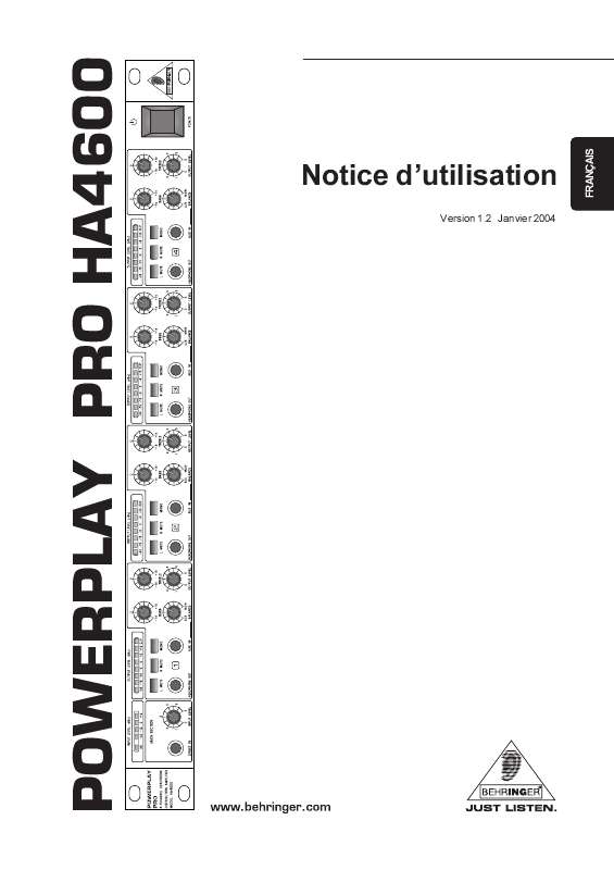 Guide utilisation BEHRINGER HA4600  de la marque BEHRINGER