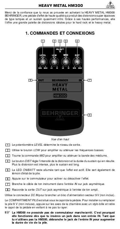 Guide utilisation BEHRINGER HM300  de la marque BEHRINGER