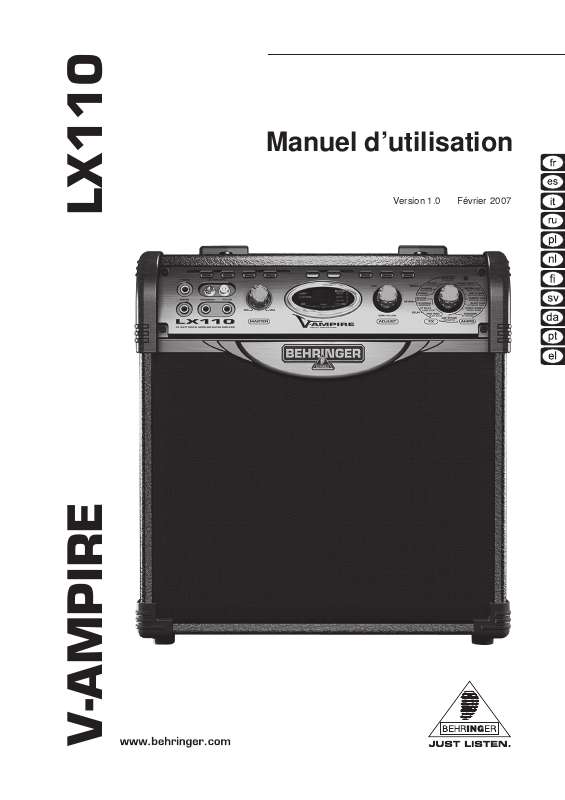 Guide utilisation BEHRINGER LX110  de la marque BEHRINGER