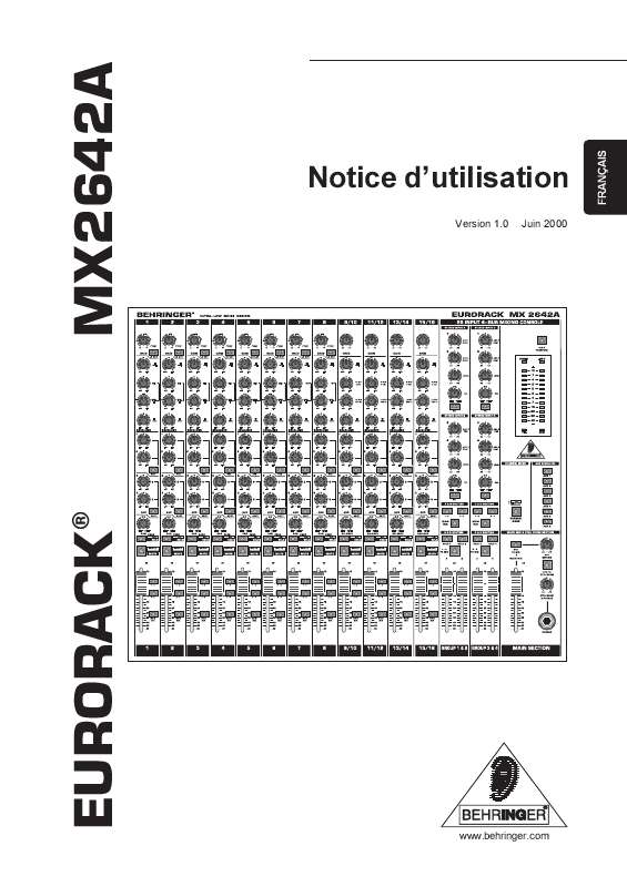 Guide utilisation BEHRINGER MX2642A  de la marque BEHRINGER