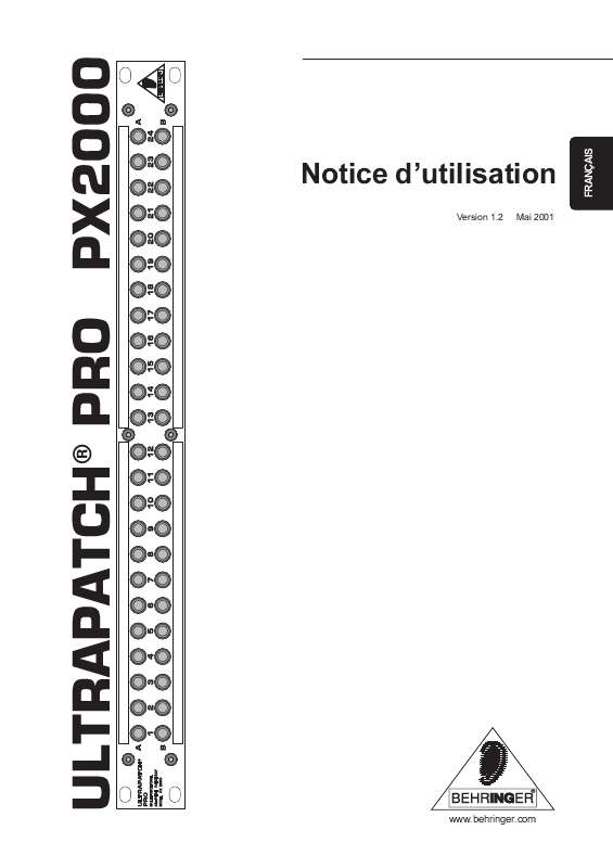 Guide utilisation BEHRINGER PX2000  de la marque BEHRINGER