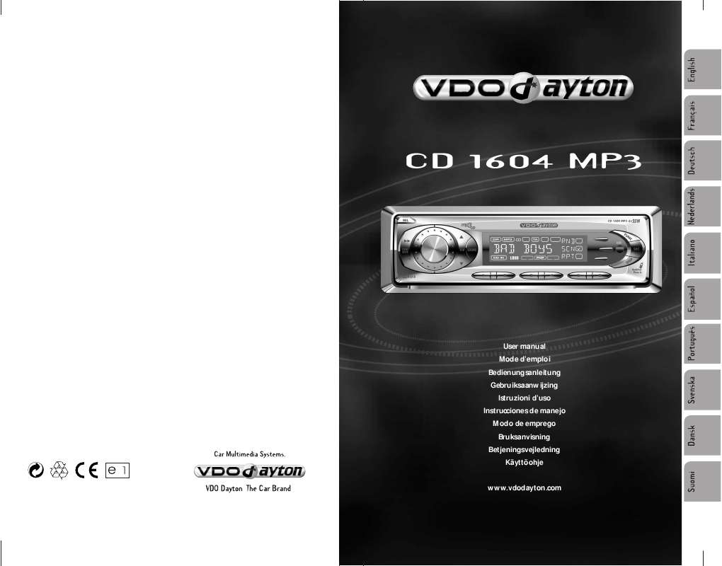 Guide utilisation VDO DAYTON CD 1604 MP3  de la marque VDO DAYTON