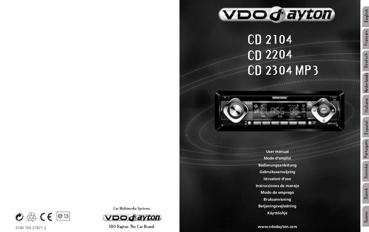 Guide utilisation VDO DAYTON CD 2104  de la marque VDO DAYTON
