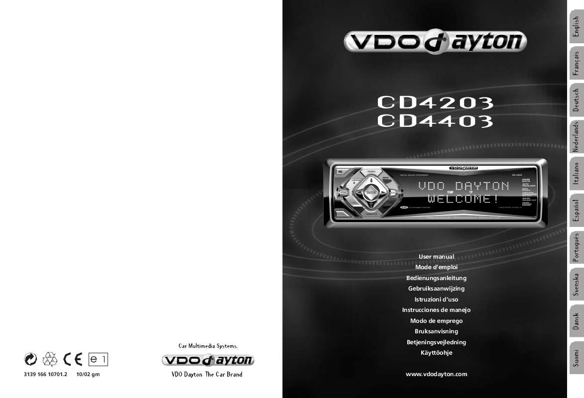 Guide utilisation VDO DAYTON CD 4203  de la marque VDO DAYTON