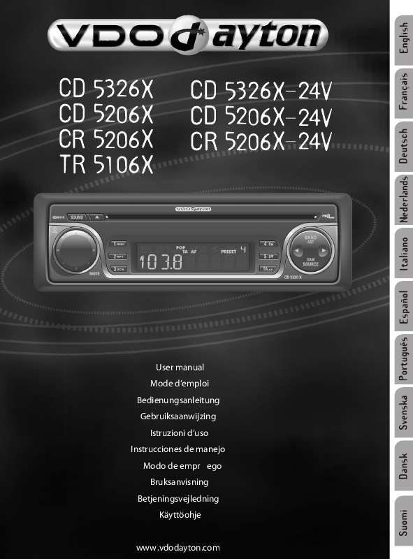 Guide utilisation VDO DAYTON CD 5206 X  de la marque VDO DAYTON