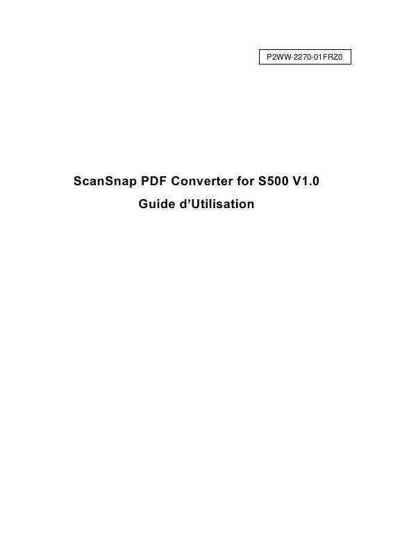 Guide utilisation FUJITSU SCANSNAP S500  de la marque FUJITSU