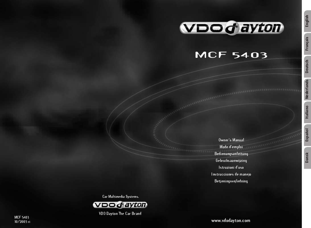 Guide utilisation VDO DAYTON MCF 5403  de la marque VDO DAYTON