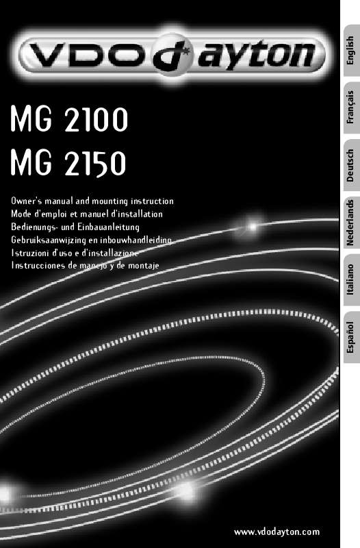 Guide utilisation VDO DAYTON MG 2100  de la marque VDO DAYTON