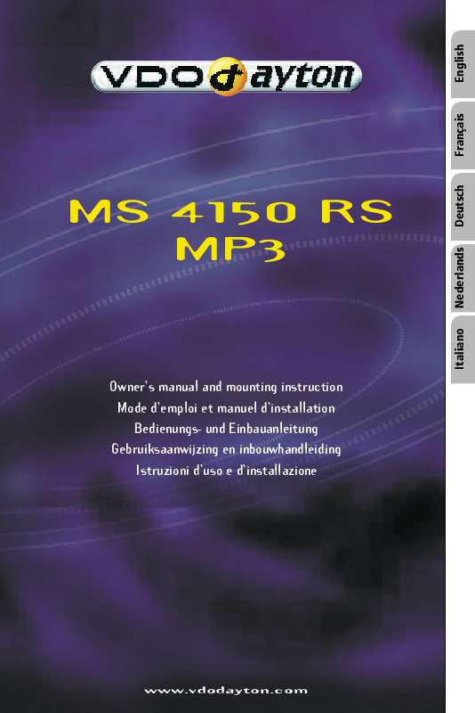 Guide utilisation VDO DAYTON MS 4150 RS MP3  de la marque VDO DAYTON