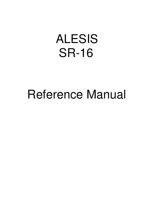 Guide utilisation  ALESIS SR-16  de la marque ALESIS