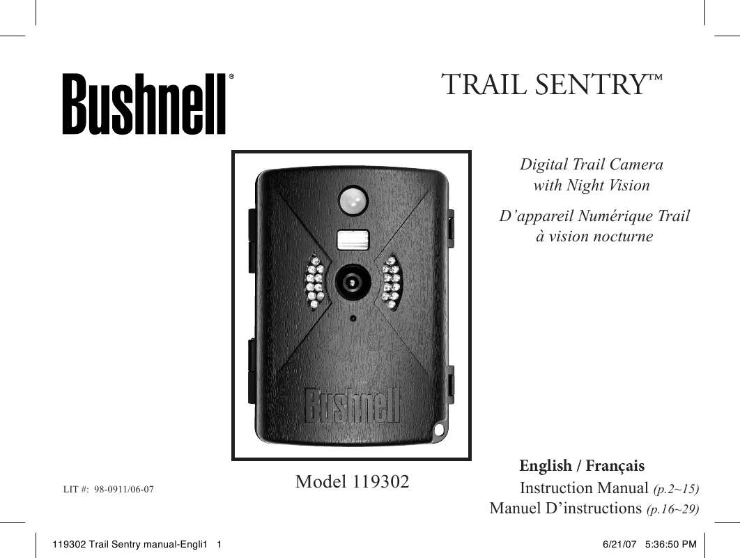 Guide utilisation BUSHNELL TRAIL SENTRY  de la marque BUSHNELL